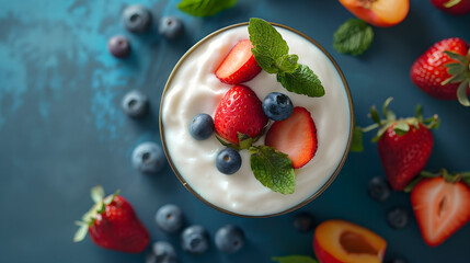 Fresh Mixed Berries and Yogurt in a Bowl - Healthy Eating Concept