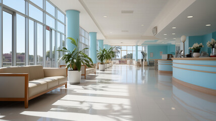 Abstract blur beautiful luxury hospital interior for backgrounds, perspective - 759909359