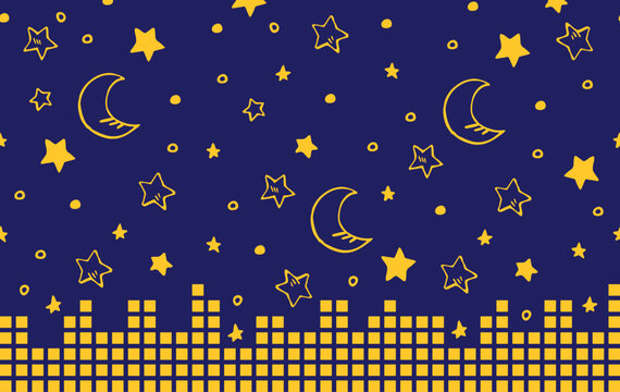city moon star doodle background