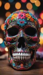 Photo Of Colorful Dia De Los Muertos Skull For Cinco De Mayo