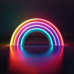 A vibrant rainbow with seven distinct colors, ring lighting.