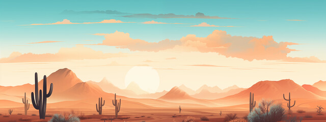 Serene Desert Sunrise with Cacti