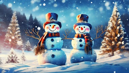 Fototapeta premium snowman on the snow