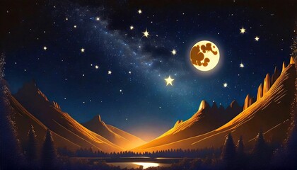 night landscape with moon