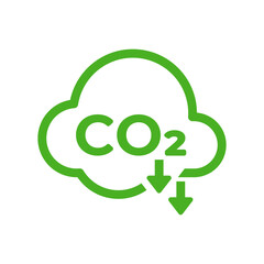Reducing carbon emission icon. Reduce co2 gas graphic design. Ecology and environment
