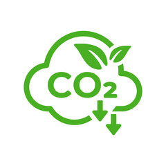 Reducing carbon emission icon. Reduce co2 gas graphic design. Ecology and environment