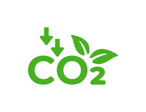 Reducing carbon emission icon. Reduce co2 gas graphic design. Ecology and environment