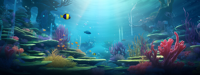 Sunlit Underwater Oasis with Marine Life