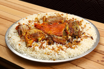 Meat Rice Mandi traditional Arabic rice food mutton lamb