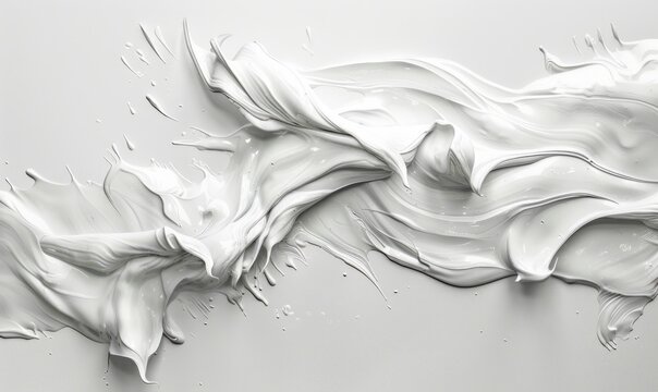 A brush stroke on white canvas abstract background, white paint dramatic stroke