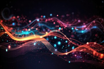 abstract technology dot and waves background, created by ai generated