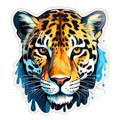 Jaguar head vector illustration. Wild animal portrait on white background.