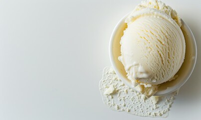 Ice cream scoop on white background, closeup