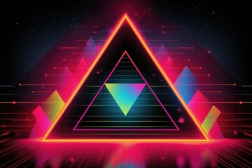 Neon Graphic pyramid 80s style. - obrazy, fototapety, plakaty