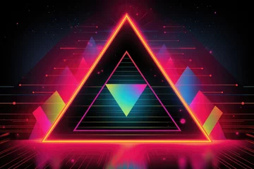 Cercles muraux Montagnes Neon Graphic pyramid 80s style.