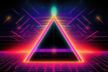 Neon Graphic pyramid 80s style.