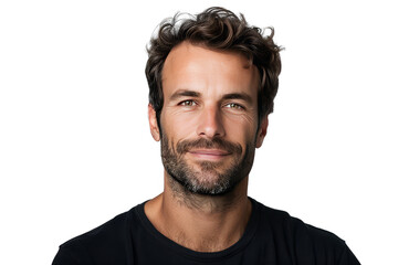 portrait of French man with confident face isolated on a white background as transparent PNG