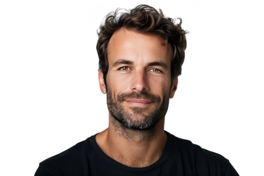 portrait of French man with confident face isolated on a white background as transparent PNG - Powered by Adobe