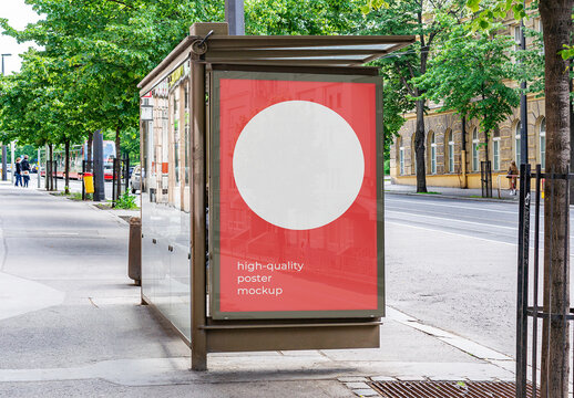 Street Outdoor Glued Poster Advertising Billboard Mockup Template Bus Station
