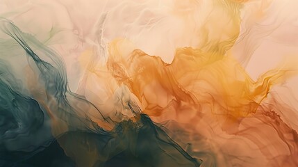 An abstract painting inspired by nature, with organic shapes and earthy tones blending harmoniously to create a serene atmosphere. - obrazy, fototapety, plakaty