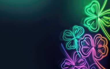 The neon multicolor clover leaf on a black background.
