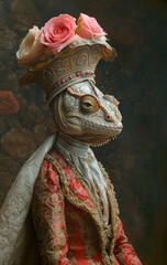 Obraz premium The lizard is dressed in an elegant suit.