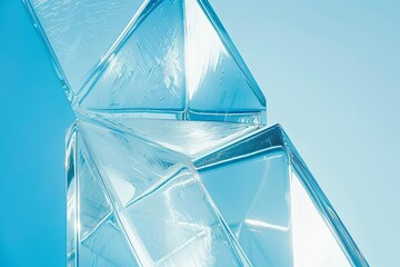 Minimalistic design Geometric ice patterns against a cool blue backdrop