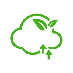 Linear cloud with up arrows and leaves graphic design