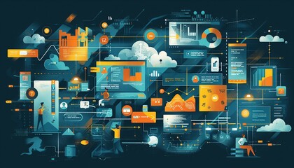 API Development and Integration, API development and integration with an image showing developers designing and implementing APIs, AI