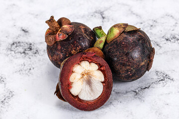 Tropical exotic purple sweet mangosteen