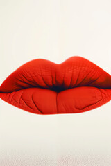Close-up of vibrant red lips exuding a sense of joy, passion, and sensuality.