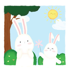 CUTE BUNNY LOVES MOM