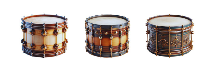 Fototapeta na wymiar Set of Drums, illustration, isolated over on transparent white background