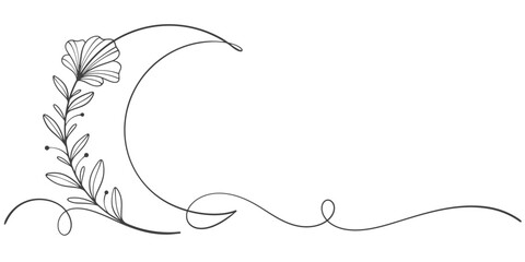 Line art Crescent. Muslim symbol. Trendy concept ramadan design. Vector illustration - obrazy, fototapety, plakaty