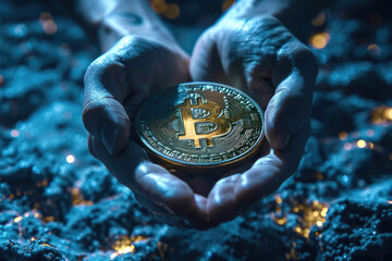 hand hold bitcoin