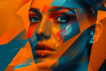Abstract Geometric Design Over Portrait of a Woman
