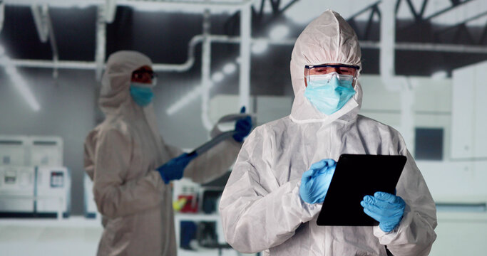 Factory Clean Room Laboratory. Industrial Engineer