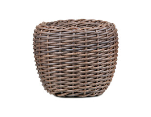Blank flower pot woven with rattan isolated on white background