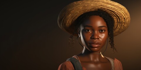 young african american woman farmer wearing hat Generative AI