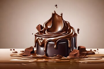 Delicious melting chocolate vector art with copy space for World Chocolate Day July 7. World Nutella Day February 5. Template for background, banner, card, poster. Vector editorial illustration