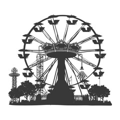 Silhouette Amusement Park Rides black color only