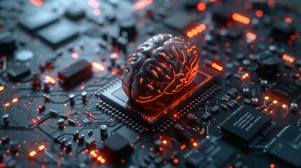 Innovative artwork portraying the transition to AI using a wired brain motif