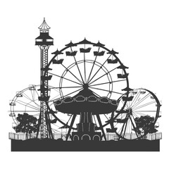 Silhouette Amusement Park Rides black color only
