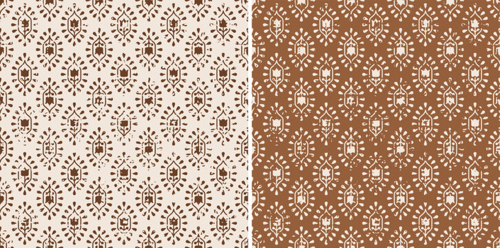 Digital Ajrakh seamless pattern. block print Pattern and batik print Background digital printing textile pattern. Kalamkari Block Print Seamless Pattern. EPS file format.