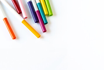 Colorful (colourful) pens on isolated on white background with copyspace