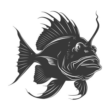 recommend clip art: Silhouette Anglerfish Fish Animal from deep sea black color only