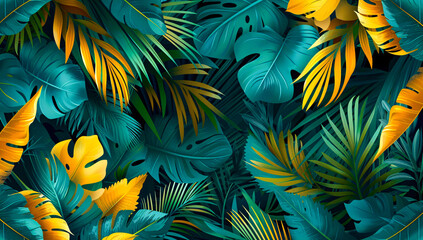 Exotic jungle leaves, seamless summer pattern for fashion textiles