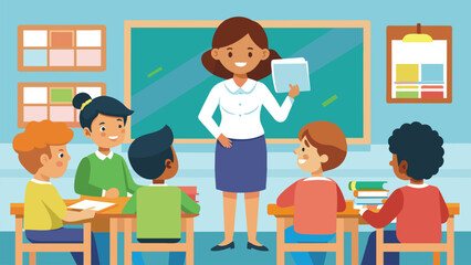classroom with kids teacher or professor teaches vector 2.eps