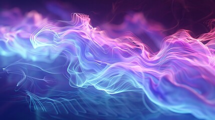 3D-rendered neon smoke trails, close-up on luminous green and purple hues, highlighting fluid motion - obrazy, fototapety, plakaty