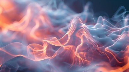 Close-up of 3D smoke intertwining with light beams, capturing the interaction between smoke and light - obrazy, fototapety, plakaty